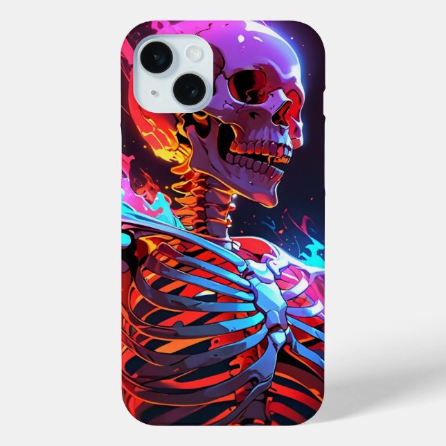 Funda De Case-Mate Para iPhone Arte del cráneo (Reverso )