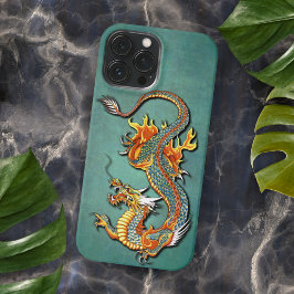 Funda Para iPhone 15 Pro Max Arte del tatuaje del dragón de fuego colorido