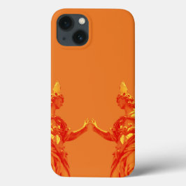 Funda Para iPhone 13 Arte digital de color naranja con esculturas