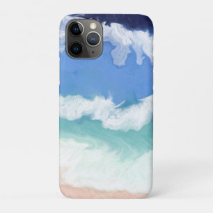 Funda Para iPhone 11 Pro Arte digital de ondas oceánicas verde azuladas y a