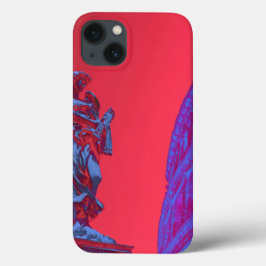 Funda Para iPhone 13 Arte digital rojo, azul del Coliseo y la estatua