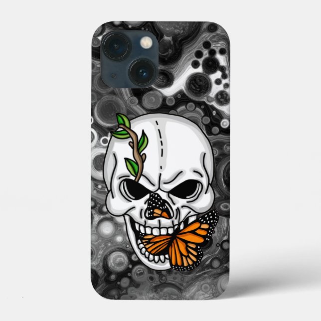 Funda De Case-Mate Para iPhone Arte digital Skull and Butterfly (Reverso )