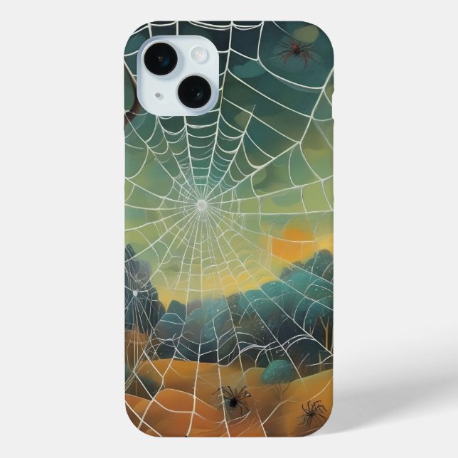Funda De Case-Mate Para iPhone Arte digital, telaraña, arañas (Reverso )