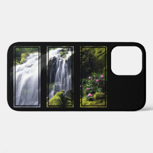 Funda Para iPhone 12 Arte digital tríptico de cascada en la selva