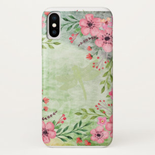 Funda Para iPhone X Arte elegante de libélula floral en acuarela