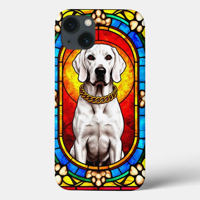 Funda De Case-Mate Para iPhone Arte elegante de perro blanco (Reverso)
