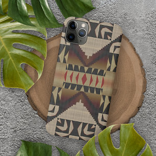 Funda Para iPhone 11 Pro Max Arte en Mosaico Café Beige Gris Marrón Rojo Negro