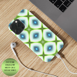 Funda Para iPhone 15 Pro Max Arte en mosaico de cuadrados turquesa agua verde l