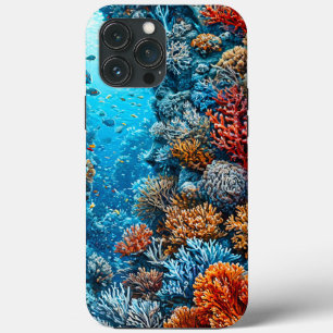 Funda Para iPhone 13 Pro Max Arte Estético de Arrecife de Coral Oceánico Subacu
