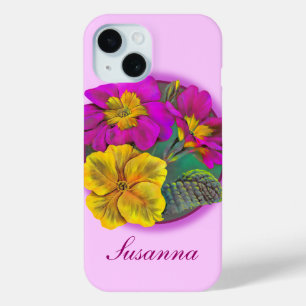 Funda Para iPhone 15 Arte fino de primula botánica