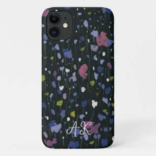Funda Para iPhone 11 Arte Floral Abstracto Colorido Monograma de tu Nom
