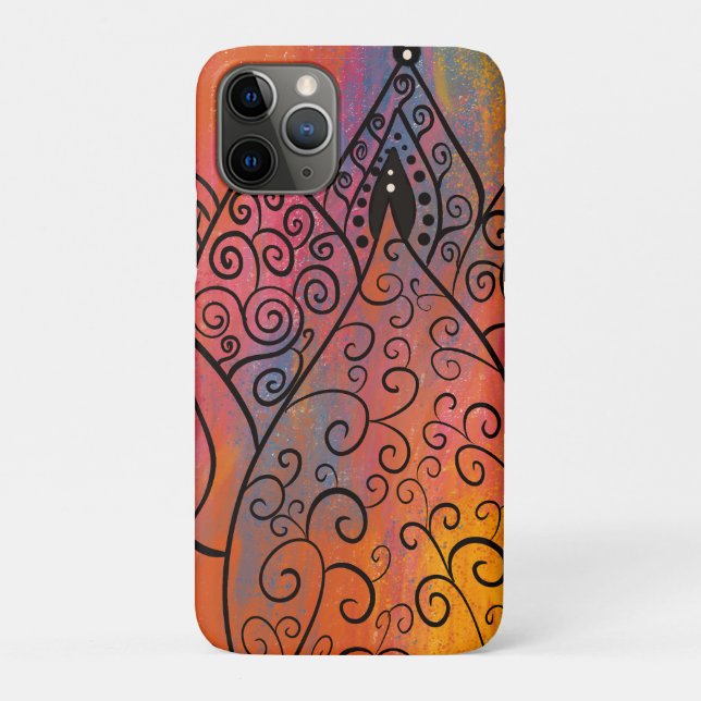 Funda De Case-Mate Para iPhone Arte floral bonito (Reverso)