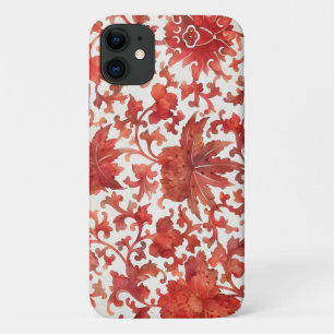 Funda Para iPhone 11 Arte floral de estilo vintage rojo y Naranja
