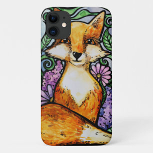 Funda Para iPhone 11 Arte floral de la naturaleza del zorro rojo