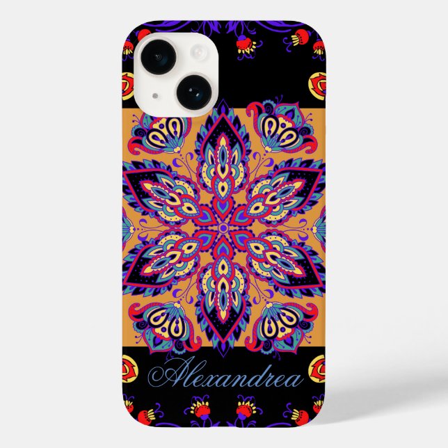 Funda De Case-Mate Para iPhone Arte floral de Mehndi, naturaleza violeta (Reverso )