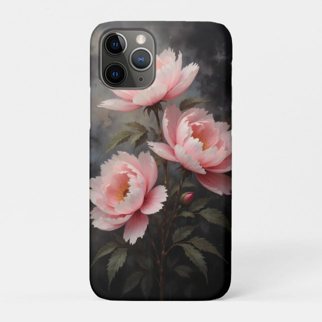 Funda De Case-Mate Para iPhone Arte floral de peonía (Reverso)