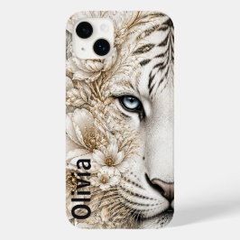 Funda Para iPhone 14 Plus De Case-Mate Arte floral de Tigre Blanco con ojos azules