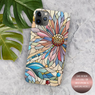 Funda Para iPhone 15 Pro Max Arte Floral de Vidrio Emplomado Chic y Colorido