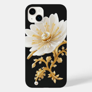 Funda Para iPhone 14 Plus De Case-Mate Arte floral elegante con acentos de oro lujoso