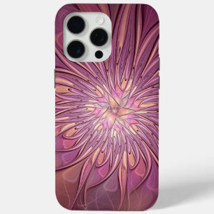 Funda Para iPhone 15 Pro Max Arte floral fractal moderno abstracto en colores d