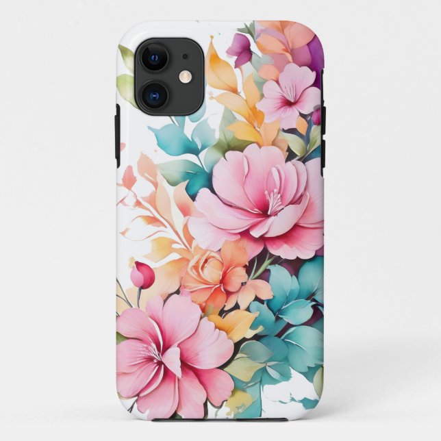 Funda De Case-Mate Para iPhone arte floral pastel (Reverso)