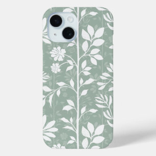 Funda Para iPhone 15 Arte floral poético chic botánico suave verde salv
