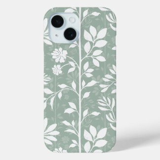 Funda Para iPhone 15 Arte floral poético chic botánico suave verde salv