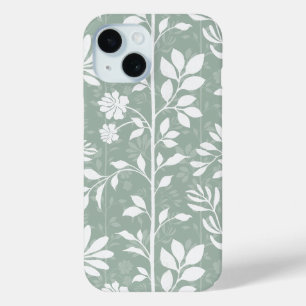 Funda Para iPhone 15 Arte floral poético verde suave botánico chic