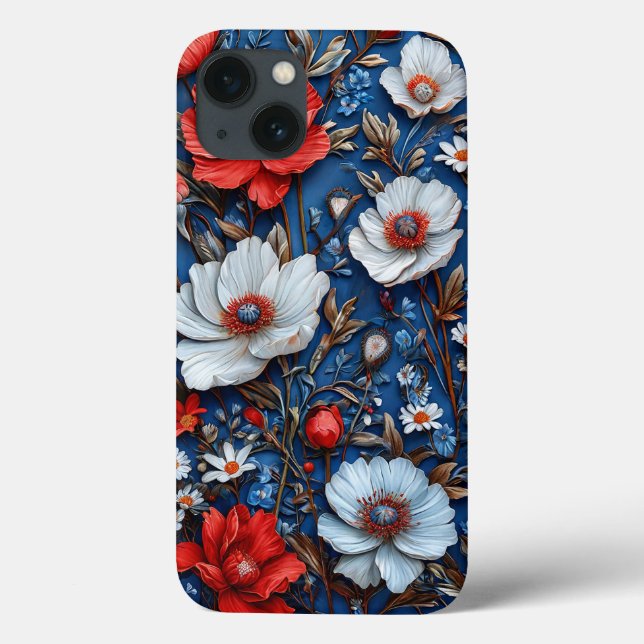 Funda De Case-Mate Para iPhone Arte floral vibrante (Reverso)