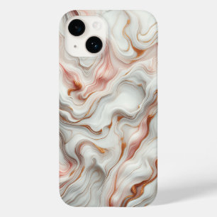 Funda Para iPhone 14 De Case-Mate Arte Fluido de Mármol Blanco y Oro Rosa de Lujo -