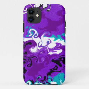 Funda Para iPhone 11 Arte fluido de ondas púrpura personalizadas