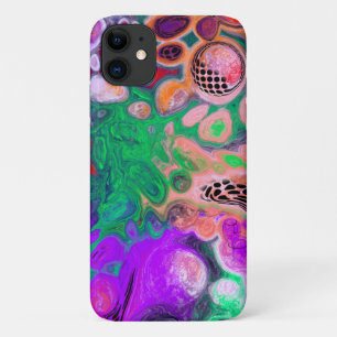 Funda Para iPhone 11 Arte fluido digital de color rojo, verde y morado