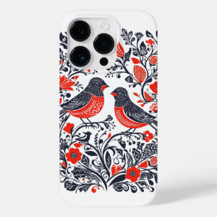 Funda Para iPhone 14 Pro De Case-Mate Arte folclórico escandinavo pájaros diseño de cort