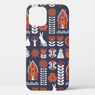 Funda Para iPhone 12 Arte folclórico escandinavo patrón vintage sin fis