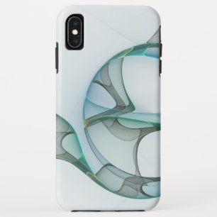 Funda Para iPhone XS Max Arte fractal abstracto moderno azul turquesa gris