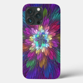 Funda Para iPhone 13 Pro Arte fractal abstracto psicodélico de flores color