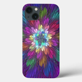 Funda Para iPhone 13 Arte fractal abstracto psicodélico de flores color