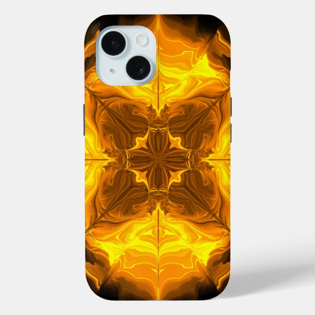 Funda De Case-Mate Para iPhone Arte Fractal Caleidoscopio Llama Dorada (Reverso )