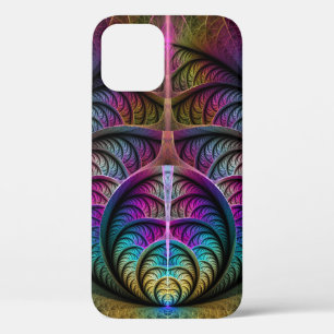 Funda Para iPhone 12 Arte fractal colorido con estampado trippy