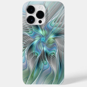Funda Para iPhone 14 Pro Max De Case-Mate Arte fractal de fantasía de mariposa azul verde ab