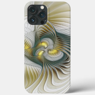 Funda Para iPhone 13 Pro Max Arte fractal de fantasía Verde azulada de oro nobl