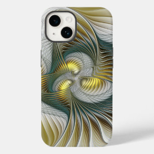 Funda Para iPhone 14 De Case-Mate Arte fractal de fantasía Verde azulada de oro nobl