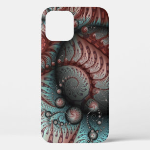 Funda Para iPhone 12 Arte fractal de fantasía vívida abstracta marrón a