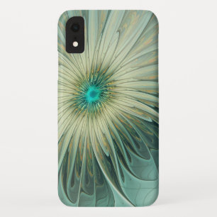 Funda Para iPhone XR Arte fractal de flores de fantasía en verde salvia