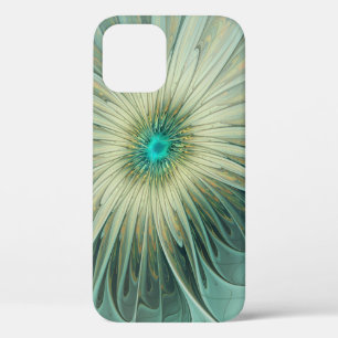 Funda Para iPhone 12 Pro Arte fractal de flores de fantasía verde abstracto