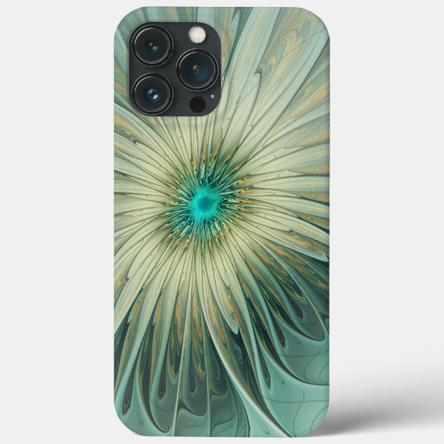Funda De Case-Mate Para iPhone Arte fractal de flores de fantasía verde abstracto (Reverso )