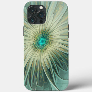 Funda Para iPhone 13 Pro Max Arte fractal de flores de fantasía verde abstracto