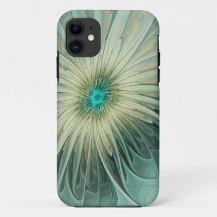 Funda Para iPhone 11 Arte fractal de flores de fantasía verde abstracto