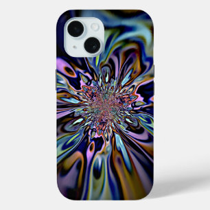 Funda Para iPhone 15 Arte fractal de flujo de energía iridiscente