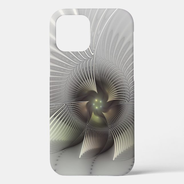 Funda De Case-Mate Para iPhone Arte fractal de forma 3D abstracta moderna (Reverso )
